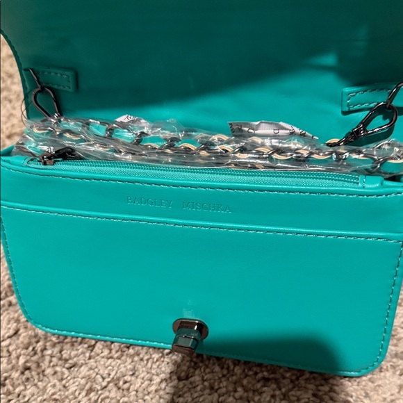 Badgley Mischka Turquoise Green Quilted Mini crossbody Bag - Picture 7 of 9
